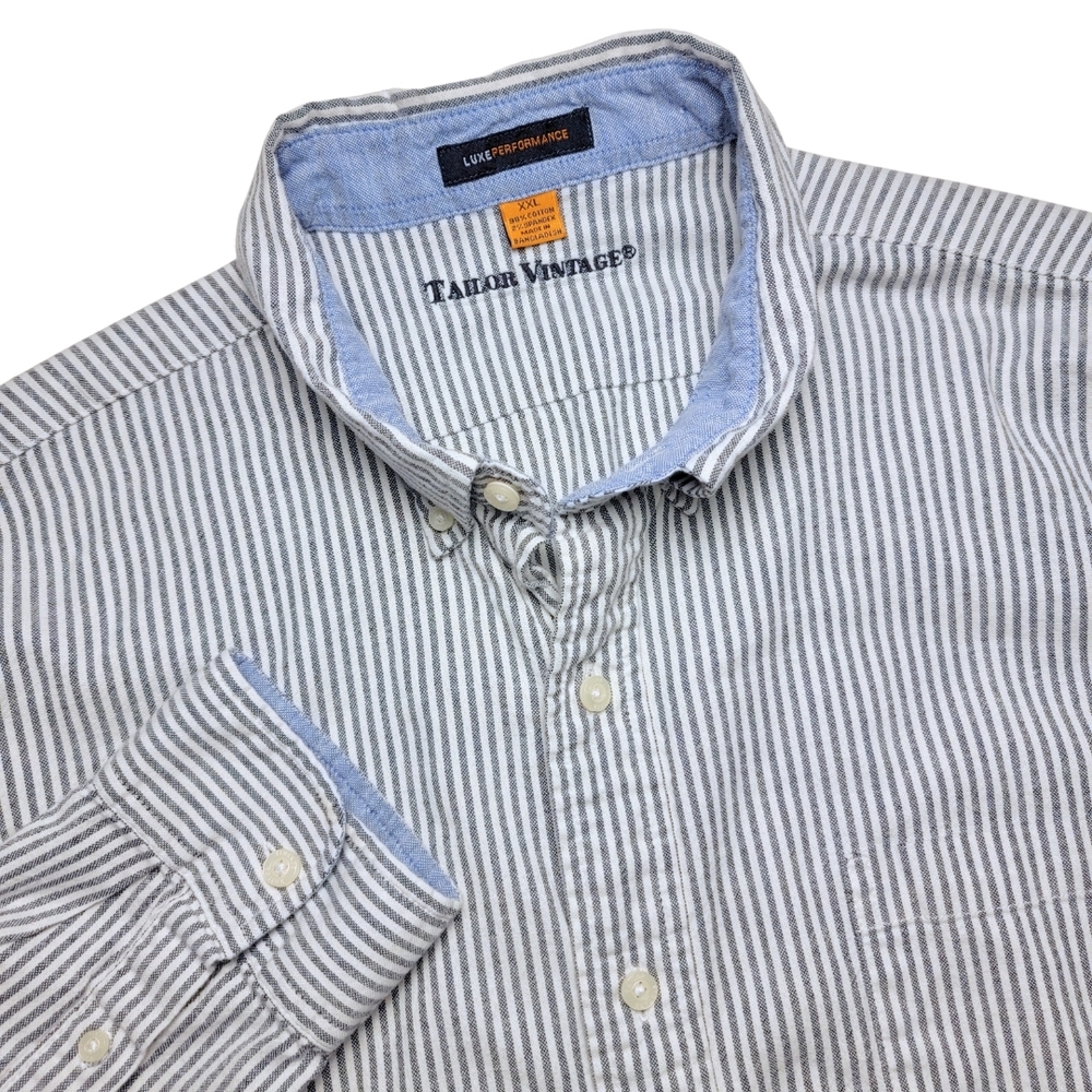 Tailor Vintage Luxe Performance Oxford Stripe Shirt XXL - Picture 7 of 7